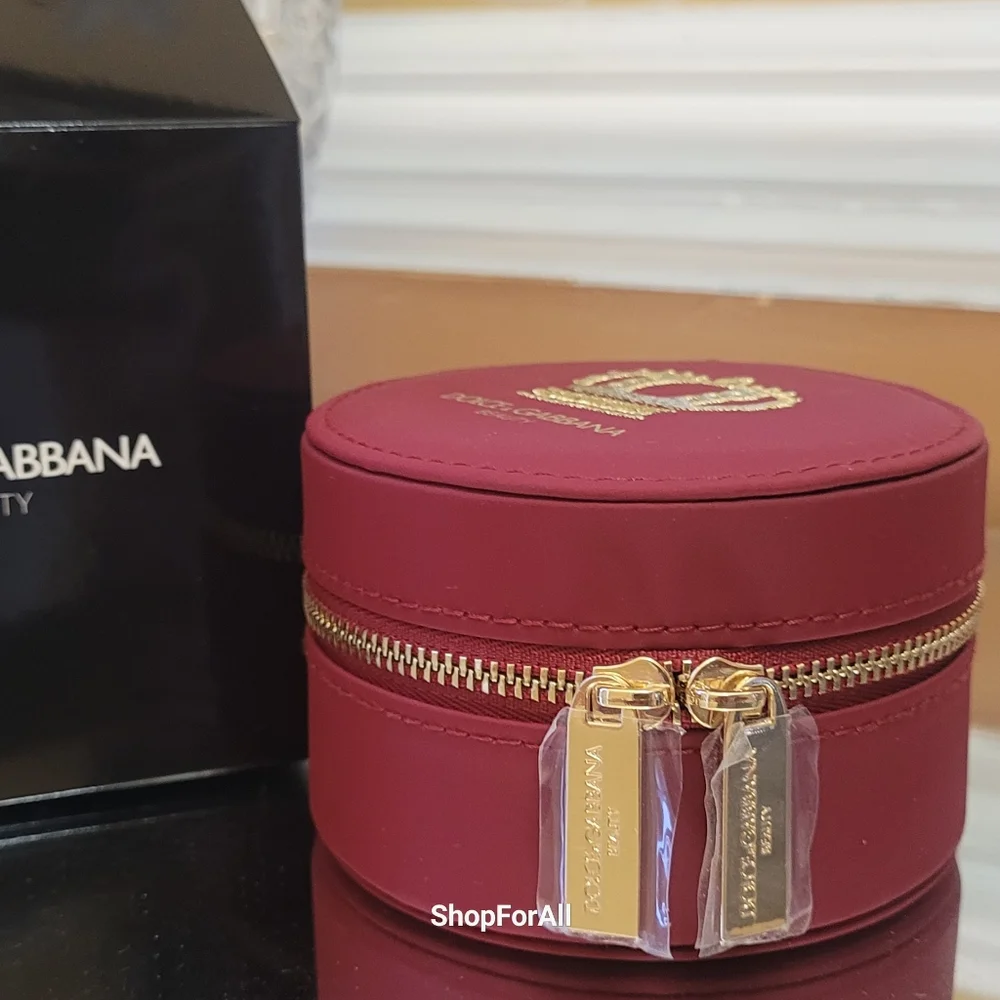 Dolce & Gabbana Beauty Round Jewelry Case in Deep Pink with Gold Crest